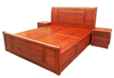 Chinese Furniture - fffybedg4ds -  king size bed full carved w/4 drawers - 71" x 79" x 0"