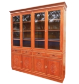 Chinese Furniture - fffybkcab -  bookcase f&b design w/4 drawers & 4 wooden doors & 4 glass doors - 78" x 15.5" x 84.5"
