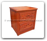 Chinese Furniture - fffybsidef2 -  Bedside cabinet full carved w/2 drawers - 20.5" x 18" x 22"