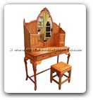 Chinese Furniture - fffydressf -  Dressing table french design w/peony & bird carved & stool - 48" x 18" x 31"