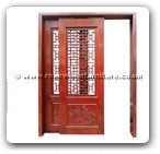 Chinese Furniture - fffysdpk -  Sliding door peony carved w/open key design - 61" x 83.5" x 0"