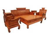 Chinese Furniture - fffysfac -  curved legs single seater sofa w/full carved - 30" x 22.5" x 44.5"