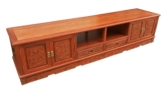Chinese Furniture - fffytvcb -  t.v. cabinet full f&b carved w/4 doors & 2 drawers - 85" x 19" x 19"