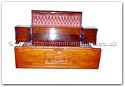 Chinese Furniture - ffhfb012 -  Bed-Leather cover and carved mandarin duck with drawers King - 72" x 78" x 0"
