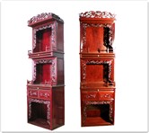 Chinese Furniture - ffl26alt -  Altar cabinet lotus design - 26" x 16" x 84"