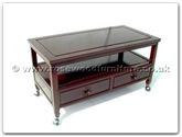 Chinese Furniture - ffldccof -  Coffee table with 2 drawers and shelf with casters - 38" x 18" x 18"