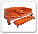 Chinese Furniture - fflhbpd -  Luohan bed plain design w/separate stool on top & foot stand - 83" x 39" x 33.5"