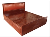 Chinese Furniture - ffmdbed -  King size bed leather and carved mandarin duck with drawers - " x " x "