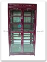 Chinese Furniture - ffmopgla -  Glass cabinet m.o.p. design with spot light and mirror back - 40" x 14" x 78"