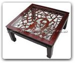 Chinese Furniture - ffobcof -  Bevel glass top coffee table with open f and b carved - 42" x 42" x 16"