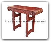 Chinese Furniture - ffoehall -  Oval ends hall table w/carved - 43.5" x 16.5" x 34.5"