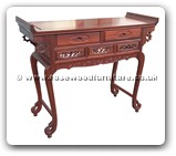 Chinese Furniture - ffqahallf -  Queen ann legs hall table flower design w/2 drawers - 43.5" x 16.5" x 34.5"