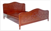 Chinese Furniture - ffqqccbed -  Queen Size Queen Ann Legs Curved Top Bed With Carved - 60" x 78" x 0"