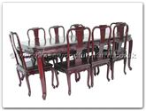 Rosewood Furniture - ffqrcdinc -  Sliding Top Queen Ann Legs Round Corner Dining Table With Carving With 2+6 Chairs - 115" x 46" x 30"