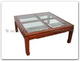 Chinese Furniture - ffrb4bcof -  4 section bevel glass top coffee table solid f and b design - 42" x 42" x 18"