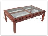 Chinese Furniture - ffrgkcof -  4 section bevel glass top coffee table key design - 50" x 30" x 18"