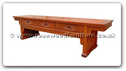 Chinese Furniture - fftvc3d -  T.V. cabinet flower carved w/3 drawers - 76" x 19.5" x 19"