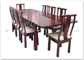 Product ff129r1din -  Shinto style dining table with 8 side chairs with fixed cushions 