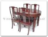 Product ff7301d -  Oval dining table dragon design with 4 chairs 