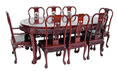 Product ff7304 -  Oval dining table dragon design tiger legs with 2+6 chairs 