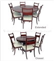 Product ff7607e -  Extendable round dining table with 6 chairs 