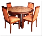 Product ffff8010r -  Redwood marble top round dining table - 4 fabric chairs 