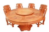 Product fffyrdin -  round dining table full carved with 8 chairs set of 9 