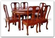 Product ffhfd066 -  Rosewood Oval Dining Table Dragon Design Tiger Legs with 6 chairs 