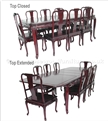 Product ffqrcdin -  Sliding Top Queen Ann Legs Round Corner Dining Table With Carving With 2+6 Chairs 