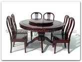 Product ffradining -  Pedestal leg round corner dining table with 8 american style side chairs and 30 inch round lazy susan 