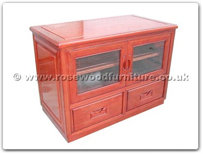 Rosewood Furniture Range  - ff114r8tv - T.v. cabinet plain design with 2 wooden handle drawers and 2 wooden handle doors with caster