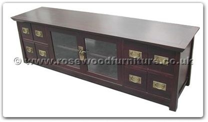 Rosewood Furniture Range  - ff124r24stv - Shinto style t.v. cabinet with 4 drawers and 2 glass doors