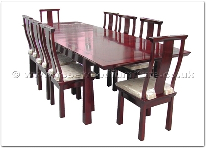 Rosewood Furniture Range  - ff129r1din - Shinto style dining table with 8 side chairs with fixed cushions