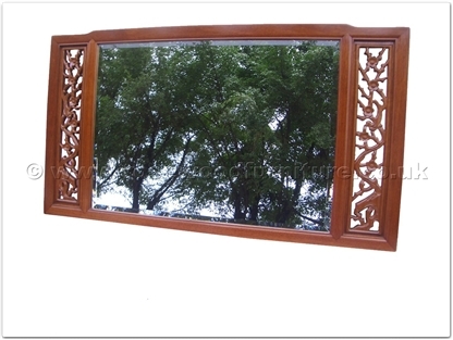 Rosewood Furniture Range  - ff138r24mir - Wooden frame bevel mirror flower and bird design at sides