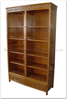 Rosewood Furniture Range  - ff160r28cas - Bookcase flower and bird design - 2 bottom drawers and full flower and bird pattern top