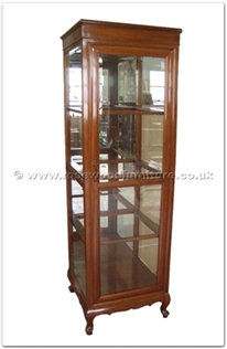 Rosewood Furniture Range  - ff164r21gls - Queen ann legs glass cabinet with spot light and mirror back