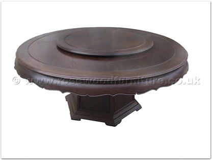 Rosewood Furniture Range  - ff18287bwtab - Blackwood round dining table curve style apron - pedestal legs - 42 inch lazy susan