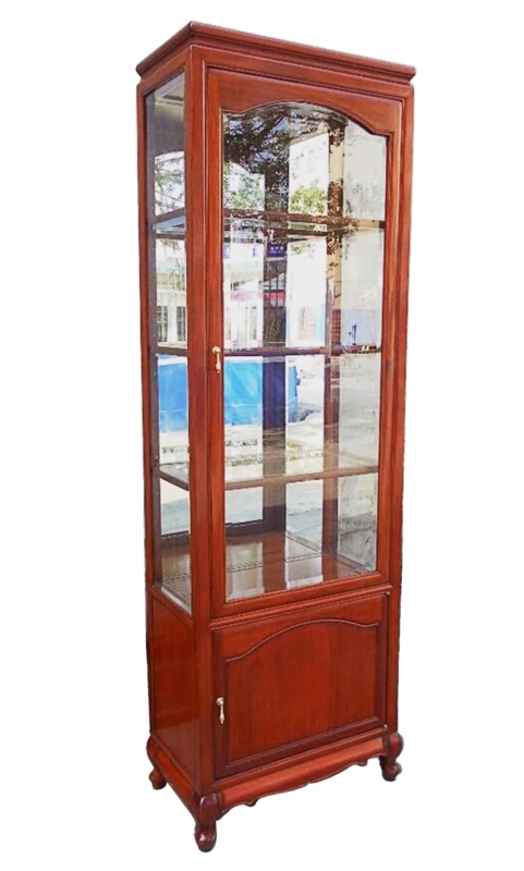 Rosewood Furniture Range  - ff201r10qcab - queen ann legs narrow display cabinet w/bottom door