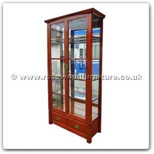 Rosewood Furniture Range  - ff204r6sdc - Shinto style desplay cabinet w/2 glass doors & 2 drawers