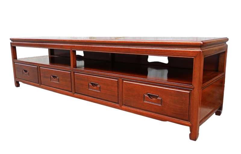 Rosewood Furniture Range  - ff205r21tvp - low cabinet plain design w/4 drawers & open section