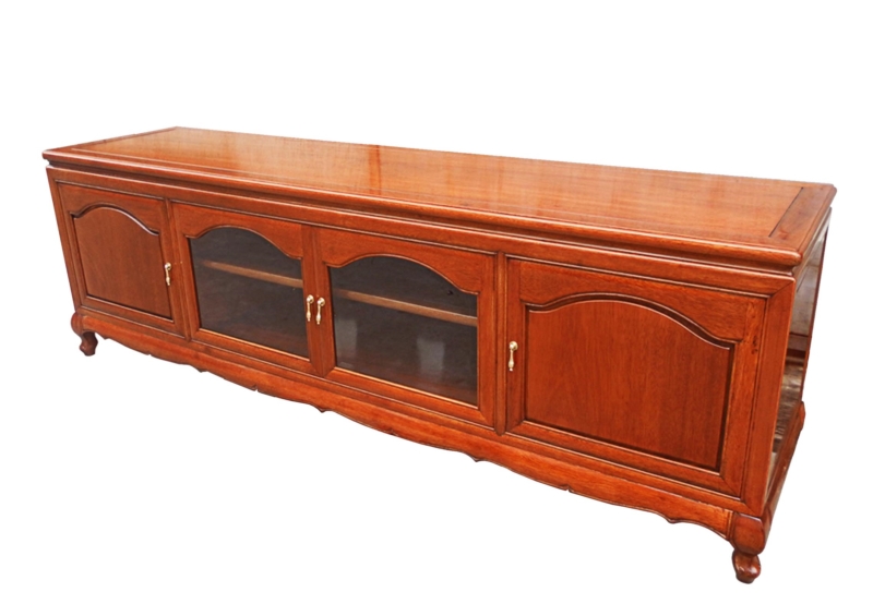 Rosewood Furniture Range  - ff209r7qhf - queen ann legs hi-fi cabinet w/2 glass doors & 2 wooden doors