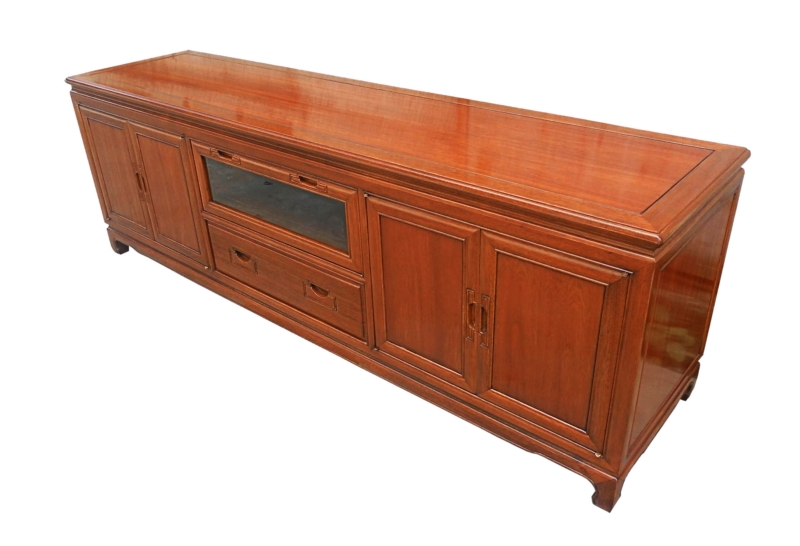 Rosewood Furniture Range  - ff211r33hfp - hi-fi cabinet plain design w/4 wooden doors & 1 drawer & 1 folding glass door