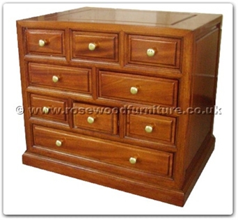 Rosewood Furniture Range  - ff32f12side - Bedside cabinet plain design with 9 drawers