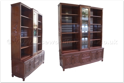 Rosewood Furniture Range  - ff37e26unitd - Bookcase unit dragon design - set of 2