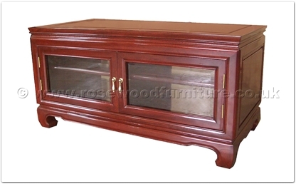 Rosewood Furniture Range  - ff42e47tv - Curved legs t.v. cabinet - 2 glass doors - open back