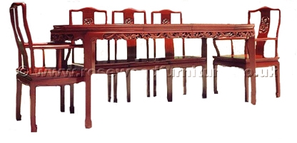 Rosewood Furniture Range  - ff7055d - Oval dining table dragon design with 2+6 chairs
