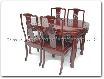 Rosewood Furniture Range  - ff7301d - Oval dining table dragon design with 4 chairs
