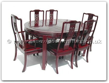 Rosewood Furniture Range  - ff7302d - Oval dining table dragon design with 2+4 chairs