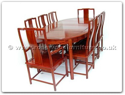 Rosewood Furniture Range  - ff7303o - Ming style oval dining table with 2+6 chairs