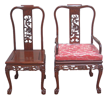 Rosewood Furniture Range  - ff7304csidechair - Dining side chair dragon design tiger legs excluding cushion
